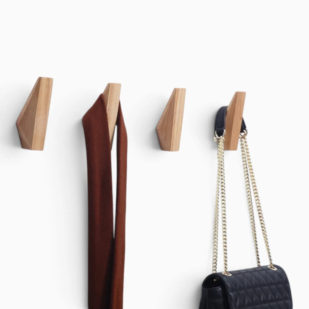 Porte clés mural déco combinable en bois naturel, idéal pour organiser l'espace sans surcharge