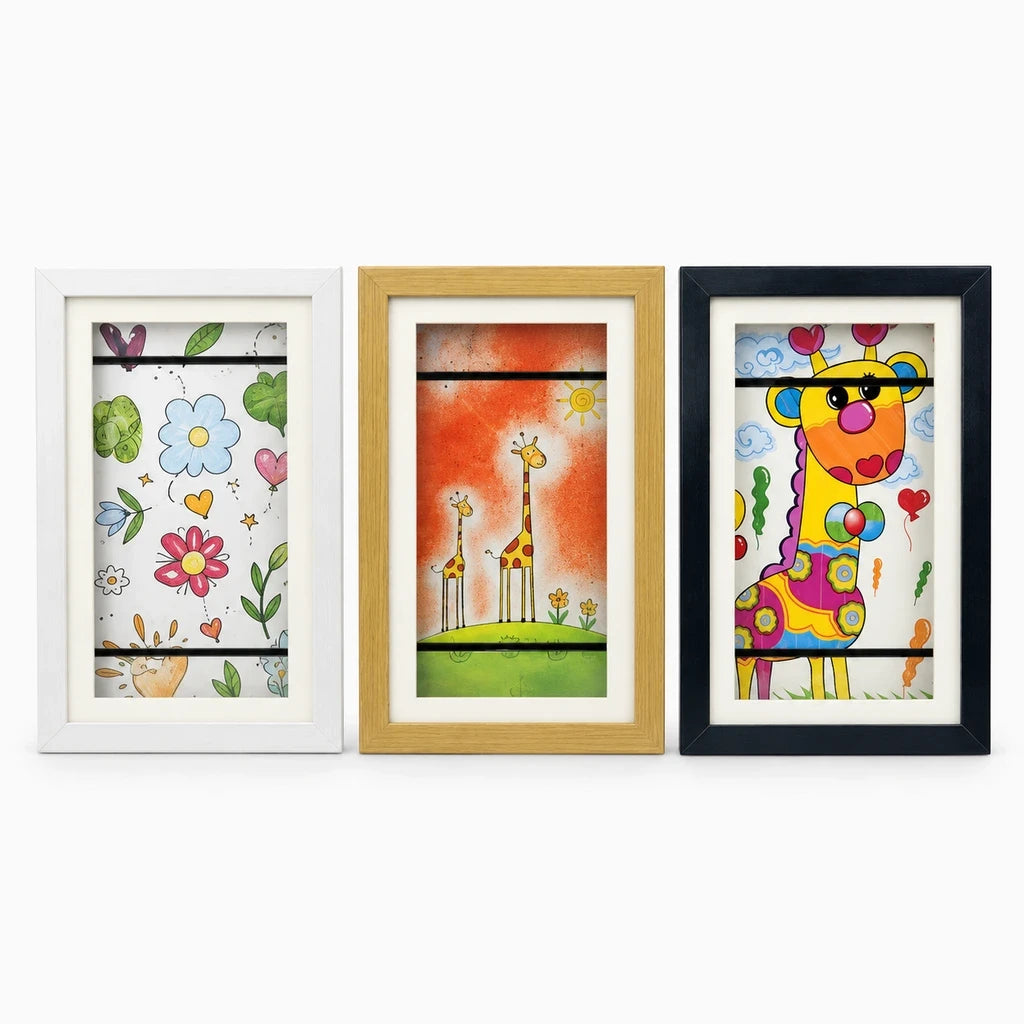 Cadre multi photo original disponible en trois finitions, montrant versatilité du support interchangeable
