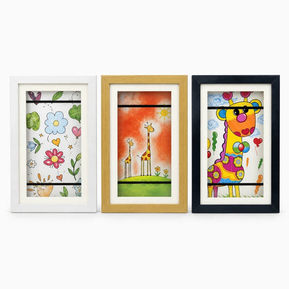 Cadre multi photo original disponible en trois finitions, montrant versatilité du support interchangeable