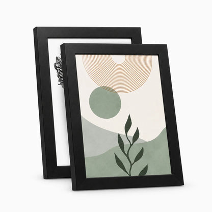 Détail du cadre 10x15 en bois noir mat avec bordure simple et finition épurée