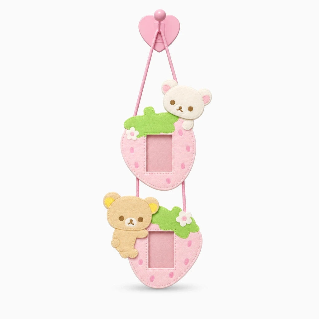 Cadre photo mural ludique chambre bebe avec motifs ourson et fruit