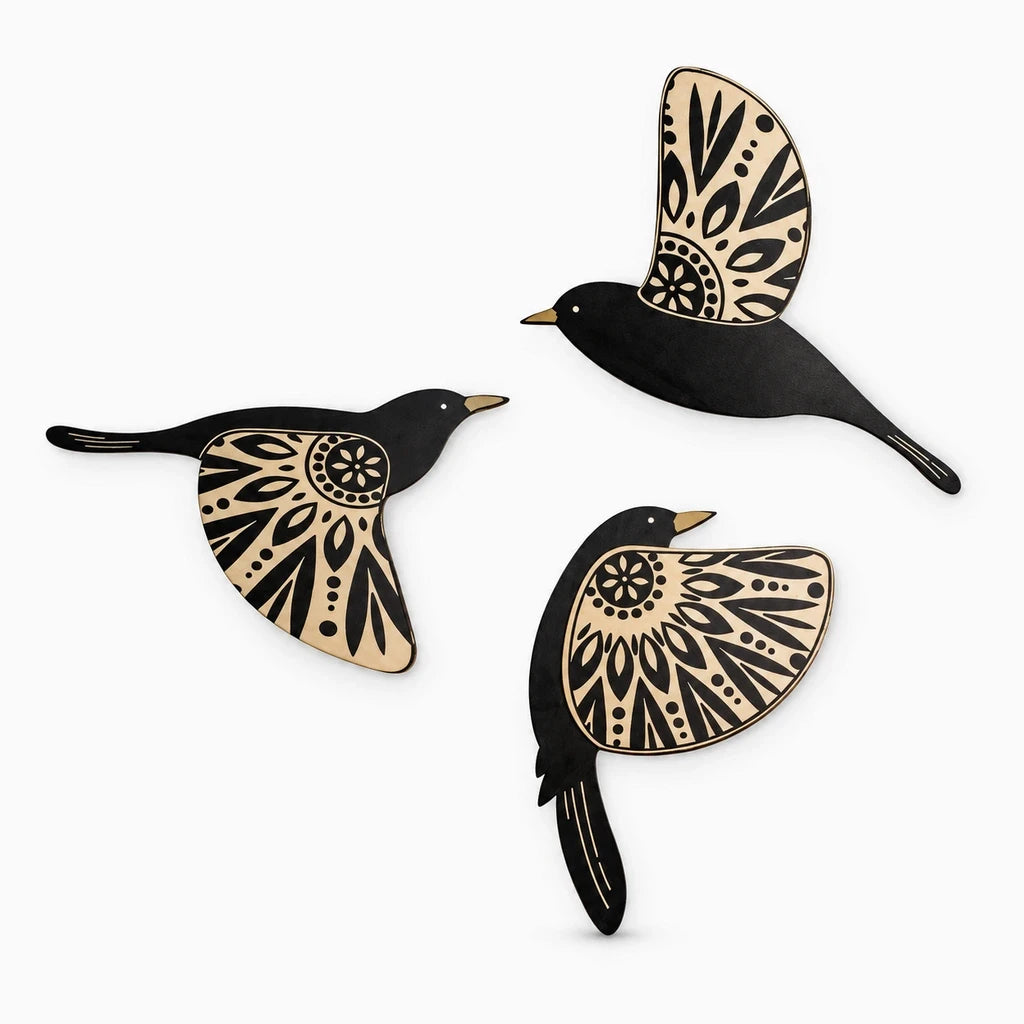 Decoration murale oiseaux en bois à installer en intérieur ou extérieur