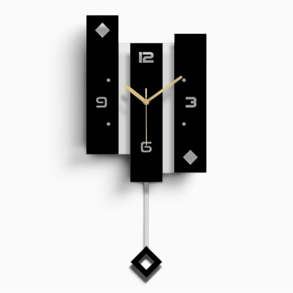 Grosse horloge murale en acrylique noir au design épuré et contemporain