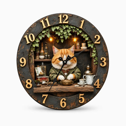 Horloge deco murale suspendue, silhouette animale chat, adaptée à tous les intérieurs