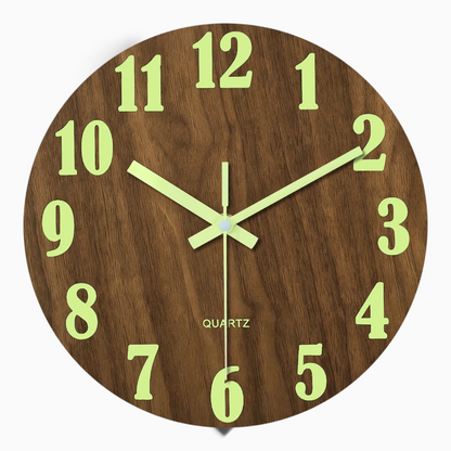 Horloge murale design luxe en bois avec cadran épuré et mécanisme silencieux