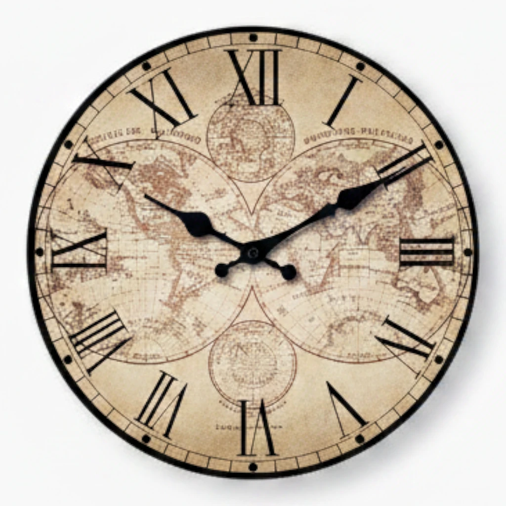 Horloge murale bois contemporaine accrochée au mur salon style décoration nautique