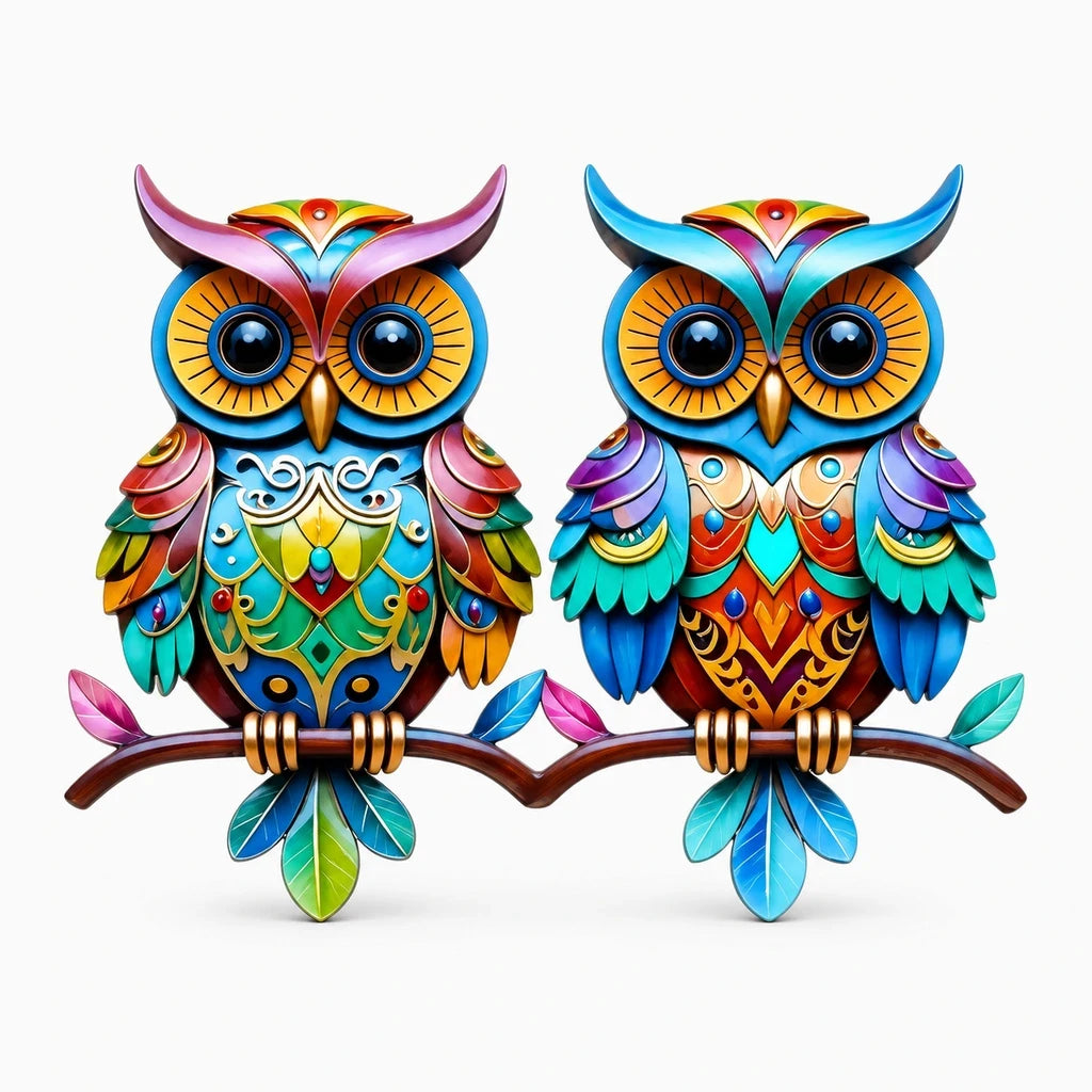 Silhouette de hibou ludique et colorée pour décorer un mur de salon