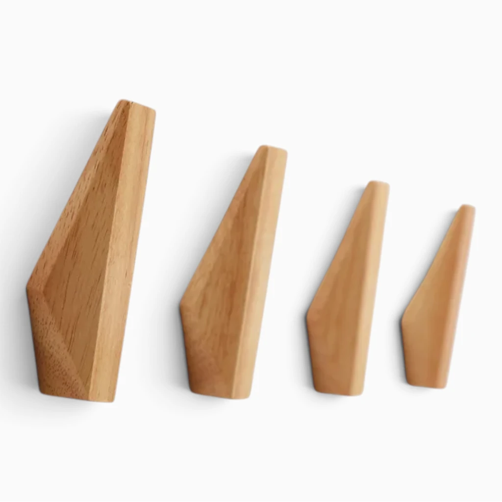 Crochets muraux en bois brut, solution de rangement discrète pour l'entrée ou le salon