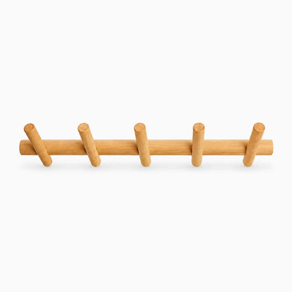 Porte-manteau mural enfant en bois massif avec cinq crochets pour vêtements et accessoires