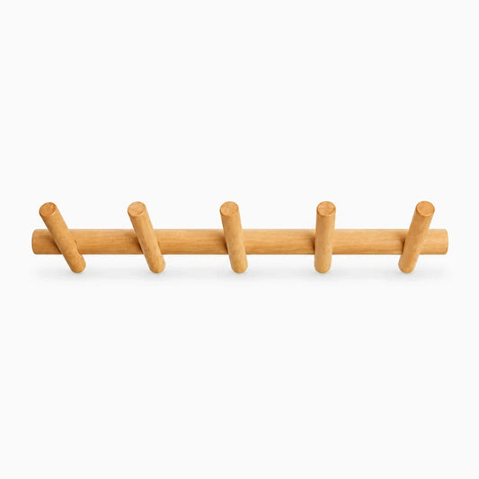 Porte-manteau mural enfant en bois massif avec cinq crochets pour vêtements et accessoires