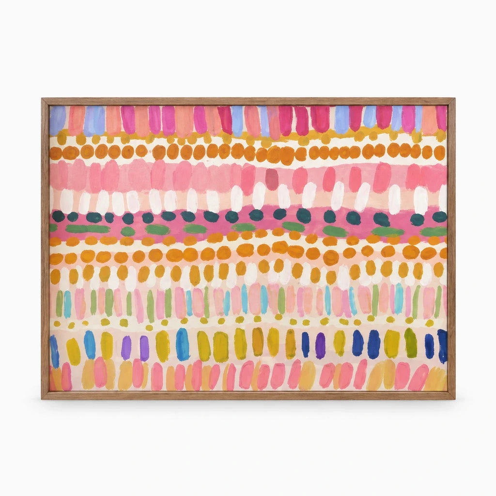 Tableau abstrait imprimé sur toile avec relief texturé et palette lumineuse