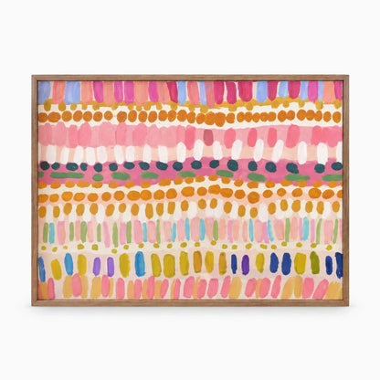 Tableau abstrait imprimé sur toile avec relief texturé et palette lumineuse