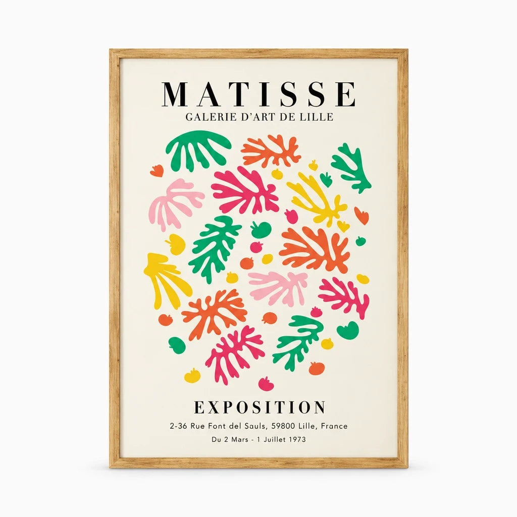 Composition abstraite fleur avec motifs végétaux et contrastes de teintes