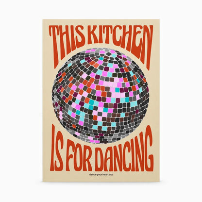 Toile décorative pour cuisine, design contemporain avec boule disco et texte ludique