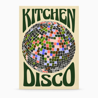 Décor cuisine deco sur toile, impression nette avec motif disco et message amusant